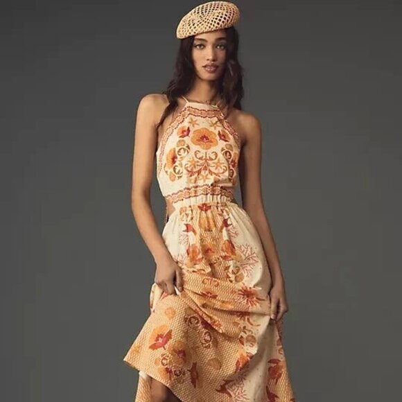 Farm Rio x Anthropologie Printed Halter Maxi Dress NWT Small - Picture 1 of 8
